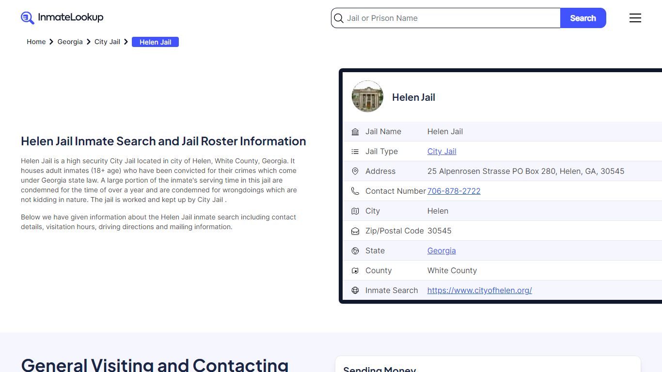 Helen Jail Inmate Search and Jail Roster Information